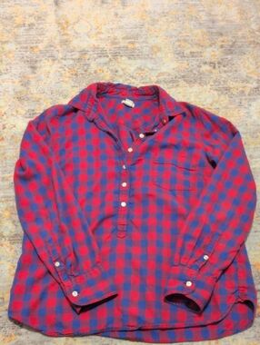 J. Crew Red and Blue Plaid Long-Sleeve Button-Down Shirt